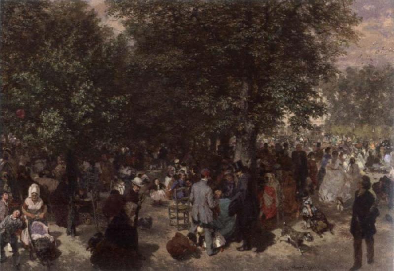 Adolph von Menzel Afternoon in the Tuileries Garden oil painting picture